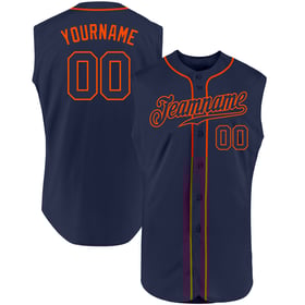 Custom Navy-Orange Baseball Jersey Sleeveless Authentic Navy
