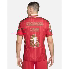 Men's Liverpool 2024/25 Home LFC Champions Shirt & Gold Trophy &Insignia