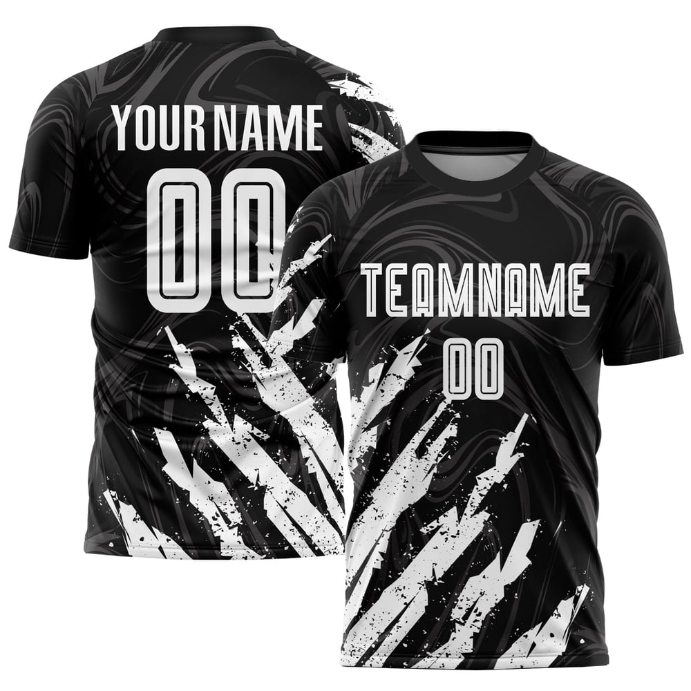 Uniform Black Custom Sublimation Soccer Jersey White