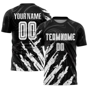 Uniform Black Custom Sublimation Soccer Jersey White