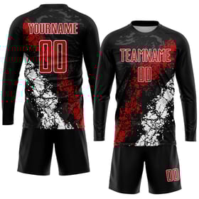 Sublimation Custom Black Red-White Jersey Uniform Soccer