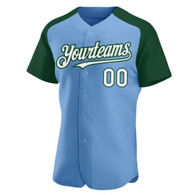 Light Blue White-Green Custom Jersey Sleeves Baseball Raglan Authentic