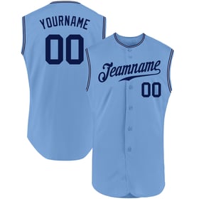 Light Sleeveless Blue Baseball Jersey Custom Authentic Navy-White