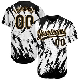 Maglia da baseball nera antica autentica con design personalizzato, modello 3D oro bianco