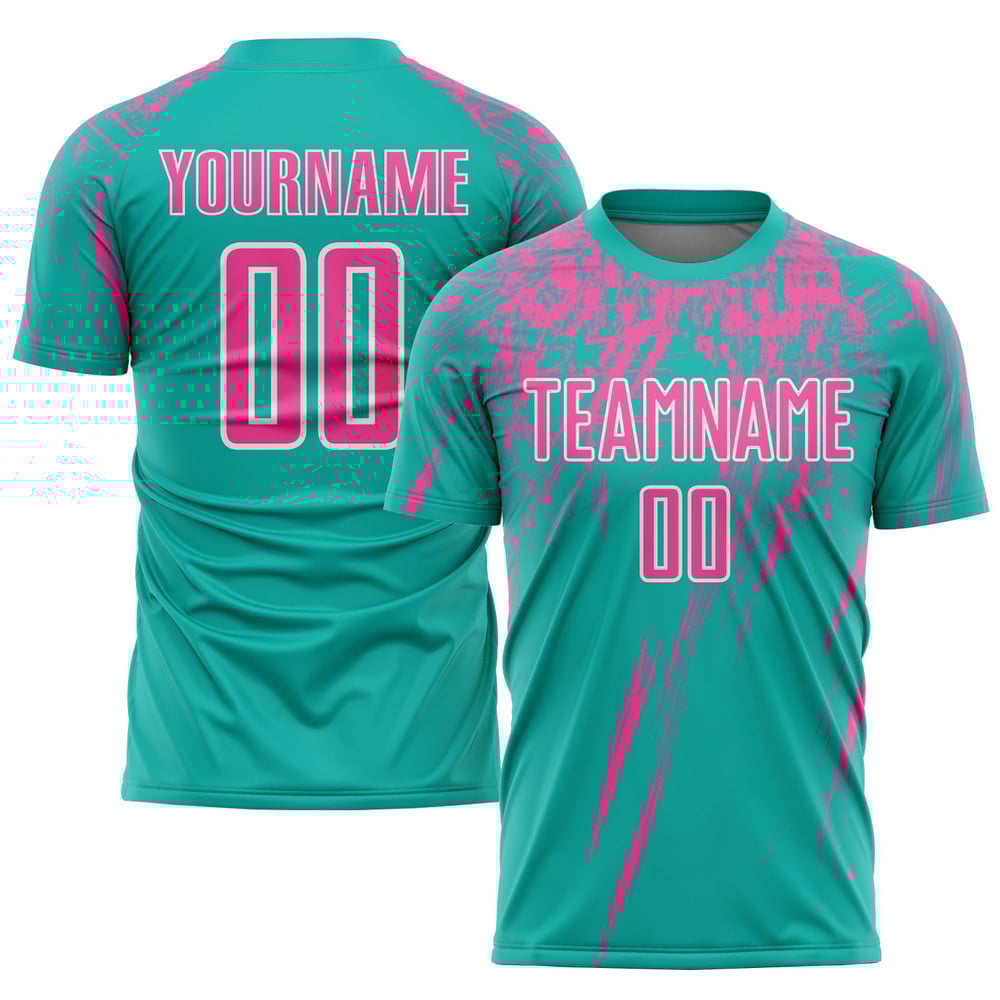 Aqua Sublimation Rosa-Vit Fotbollströja Uniform