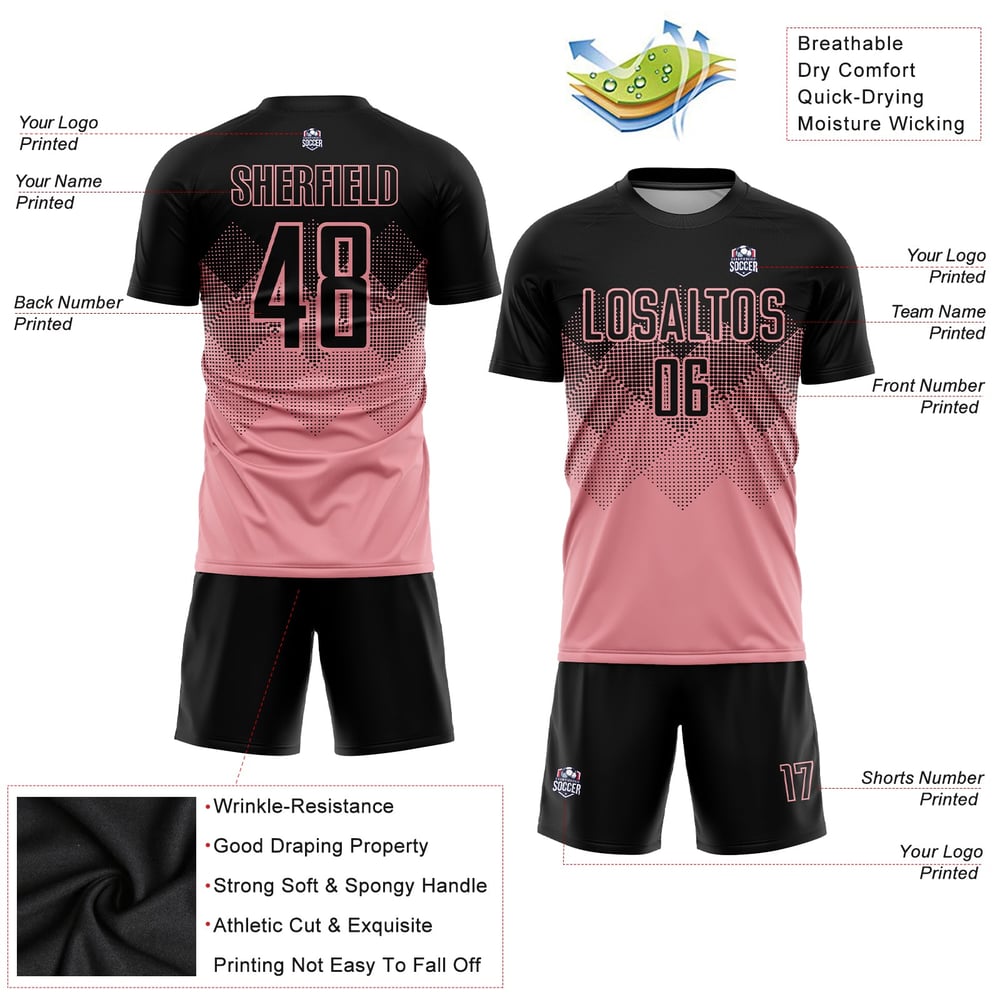 Medium Custom Soccer Jersey Uniform Sublimation Black Pink
