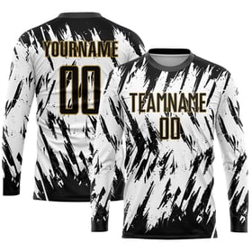 White Black-Old Soccer Uniform Jersey Sublimation Gold Custom