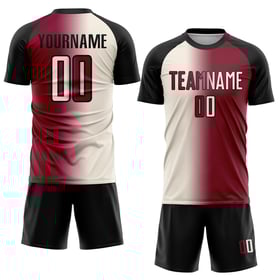 Sublimation Fußball Gradient Maroon Fashion Jersey Custom Uniform Creme-Schwarz