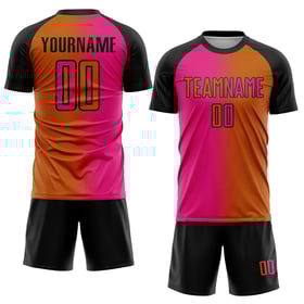 Orange Uniform Hot Gradient Sublimation Mode Texas Custom Pink-Schwarz Jersey Fußball