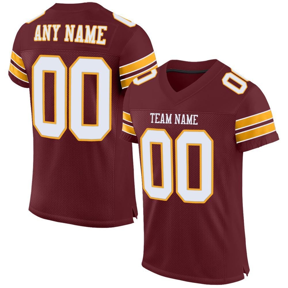 Mesh Football Jersey Authentic Custom White-Gold Burgundy