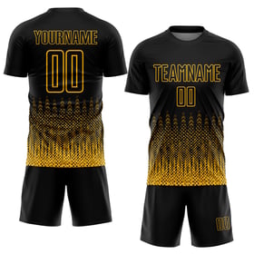 Fußballform Sublimation Gold Benutzerdefinierte Uniform Geometrisch Schwarz Trikot