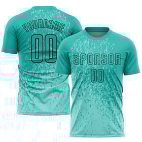 Aqua-Black Aqua Uniform Sublimation Soccer Jersey Custom