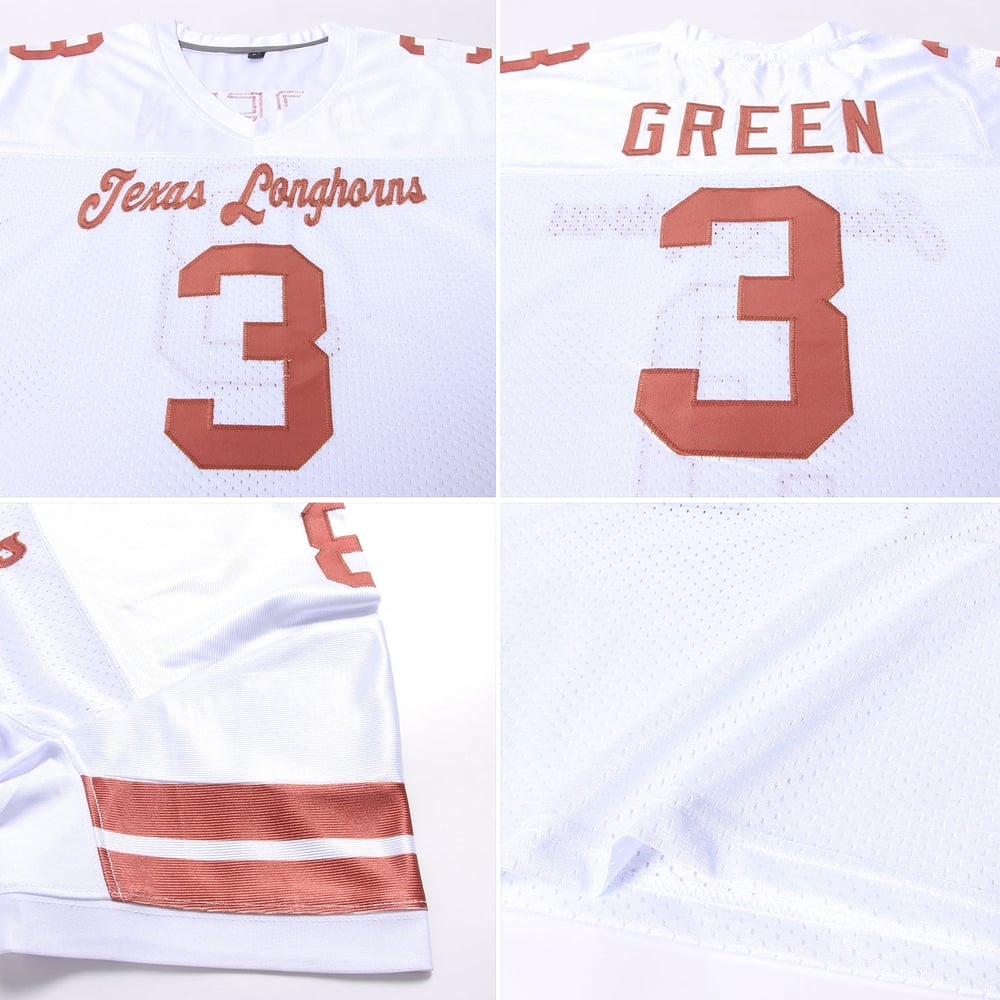 Orange Authentic Texas Custom White Jersey Mesh Football