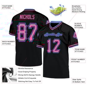 Throwback Blue Custom Black Mesh Pink-Powder Jersey Authentic Football