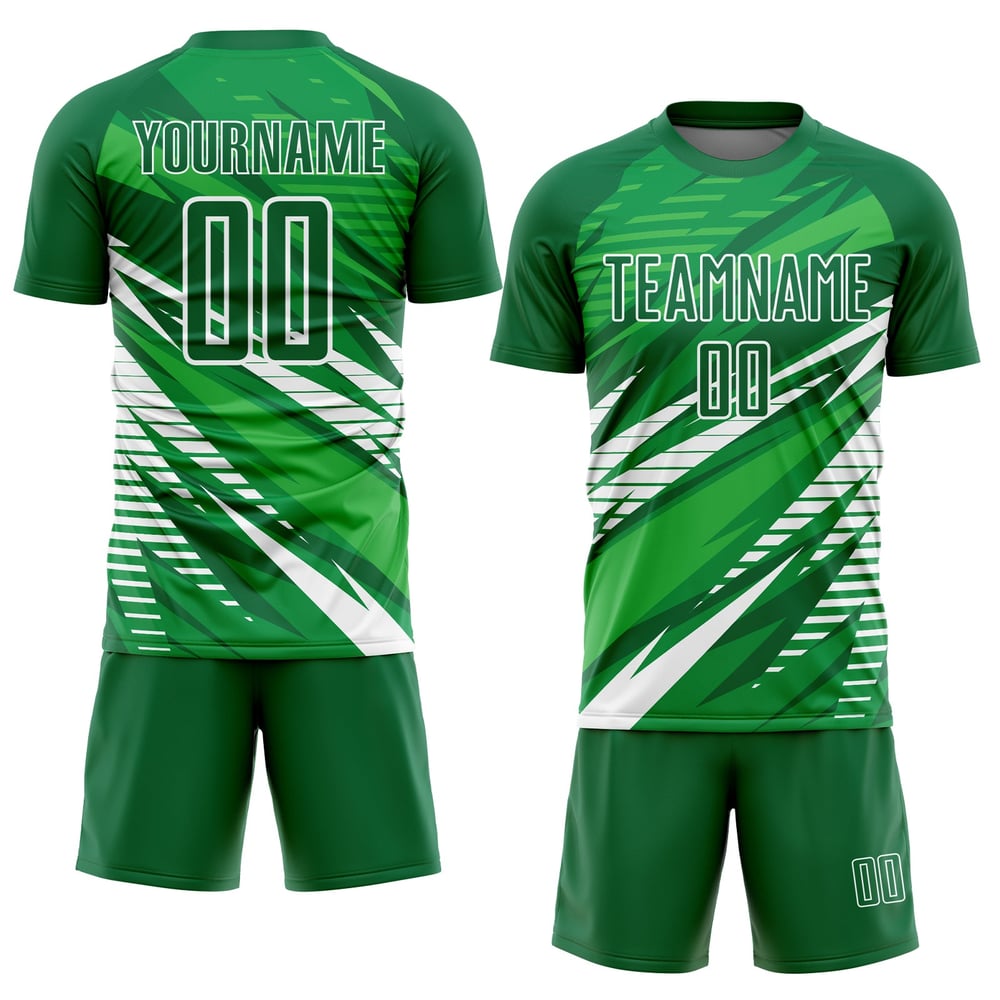 Soccer Custom Green Uniform Jersey White Sublimation Kelly