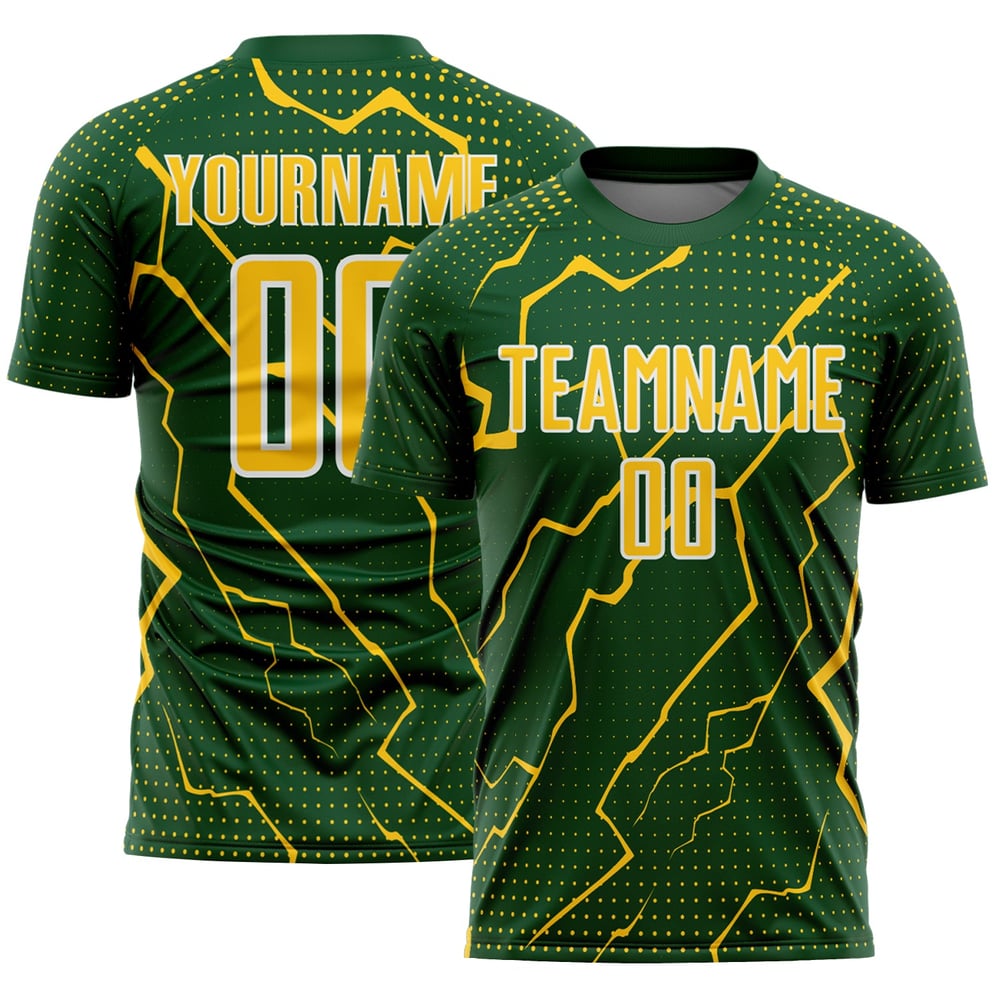 Maglia Lightning personalizzata sportiva giallo-bianca, uniforme da calcio verde