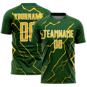 Maglia Lightning personalizzata sportiva giallo-bianca, uniforme da calcio verde