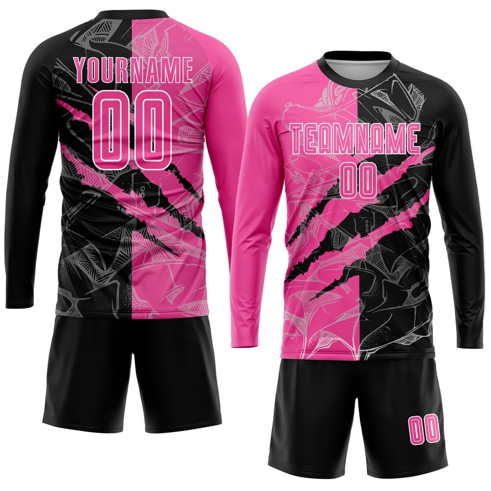 Soccer Jersey Pattern Sublimation Uniform Graffiti Black-White Scratch Custom Pink