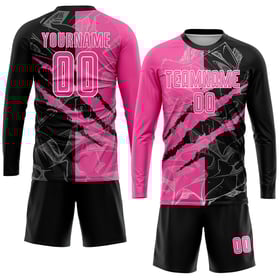 Soccer Jersey Pattern Sublimation Uniform Graffiti Black-White Scratch Custom Pink