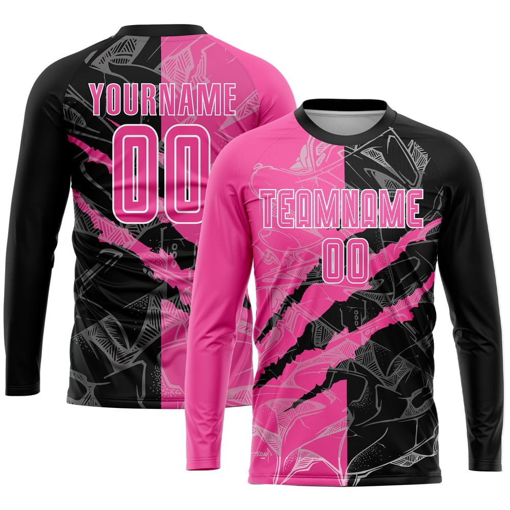 Soccer Jersey Pattern Sublimation Uniform Graffiti Black-White Scratch Custom Pink