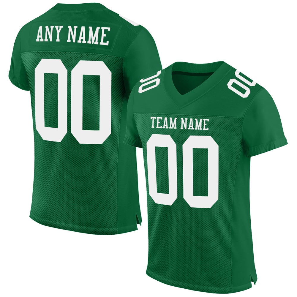 White Authentic Green Kelly Mesh Jersey Football Custom