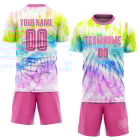 Tie Sublimation Custom Uniform Pink-White Dye Jersey Soccer
