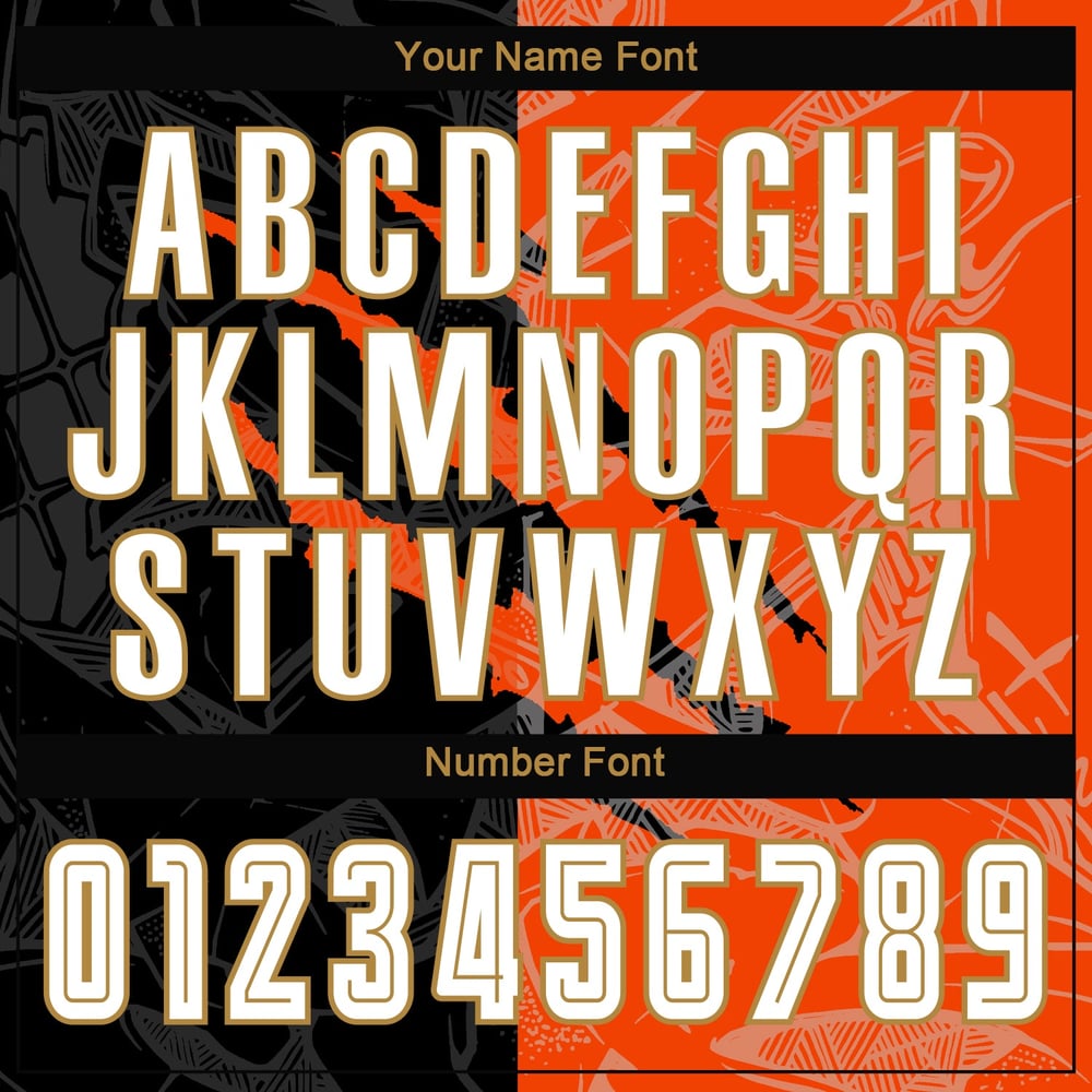 Uniform Pattern Custom Black Gold Soccer Graffiti Scratch Orange-Old White Sublimation Jersey