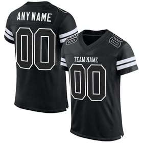 Football Custom Black-White Authentic Jersey Mesh Black