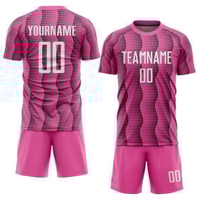Maillot de football personnalisé rose et blanc par sublimation
