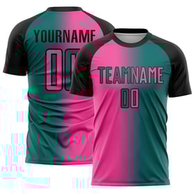 Jersey Uniform Custom Fußball Farbverlauf Pink-Schwarz Sublimation Fashion Teal