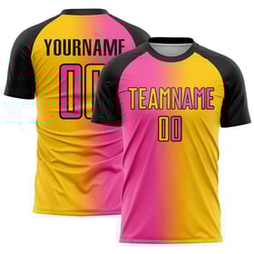 Jersey Custom Gradient Fußball Sublimation Gelb Uniform Mode Rosa-Schwarz