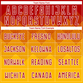 Custom Red-White Uniform Gold Jersey Soccer Sublimation