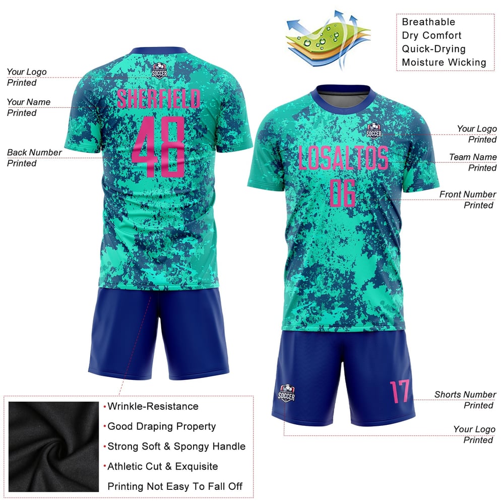 Pink-Royal Jersey Custom Teal Uniform Sublimation Soccer
