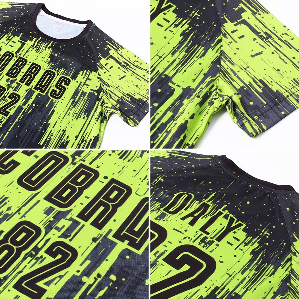 Jersey Sublimation Neon Green Uniform Custom Black Soccer