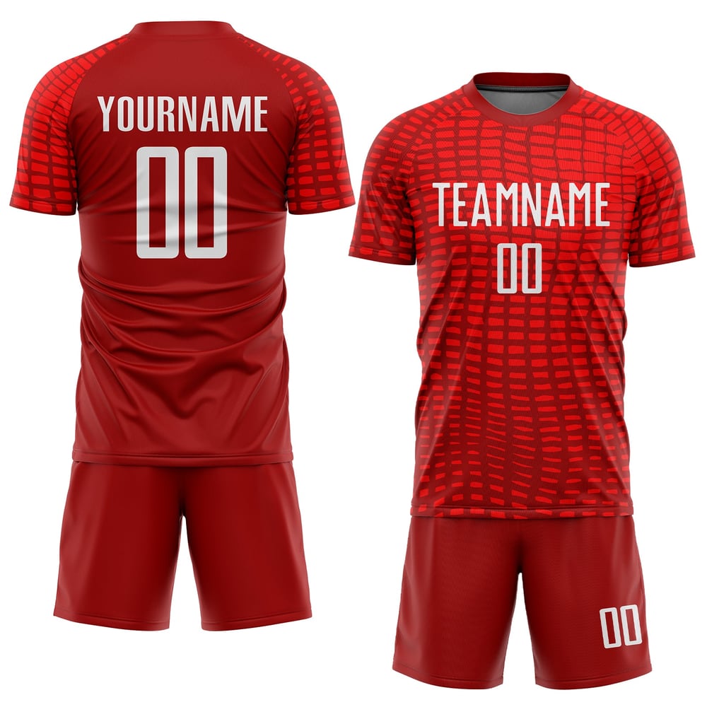 Maillot de football personnalisé à sublimation rouge et blanc