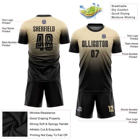Black Jersey Custom Uniform Fade Fashion Soccer Cream Sublimation