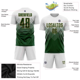 White Gold Custom Uniform Soccer Jersey Sublimation Green-Old