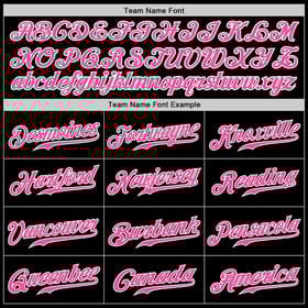 Camiseta de béisbol auténtica, personalizada, negra, rosa y aguamarina.