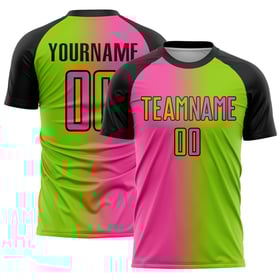 Neon Fußball Farbverlauf Grün Pink-Schwarz Sublimation Custom Uniform Fashion Jersey