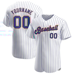 Maglia da baseball autentica Royal personalizzata, a righe bianche e arancioni