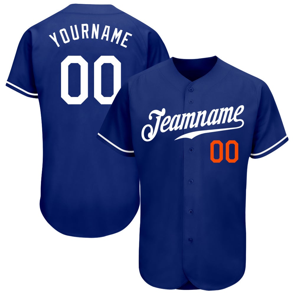 Camiseta de béisbol personalizada auténtica en blanco y naranja.
