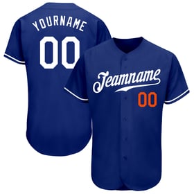 Camiseta de béisbol personalizada auténtica en blanco y naranja.