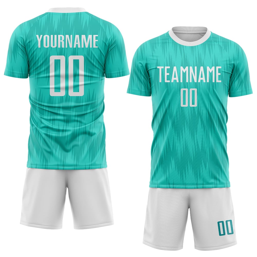 Uniform Soccer Jersey White Sublimation Custom Aqua