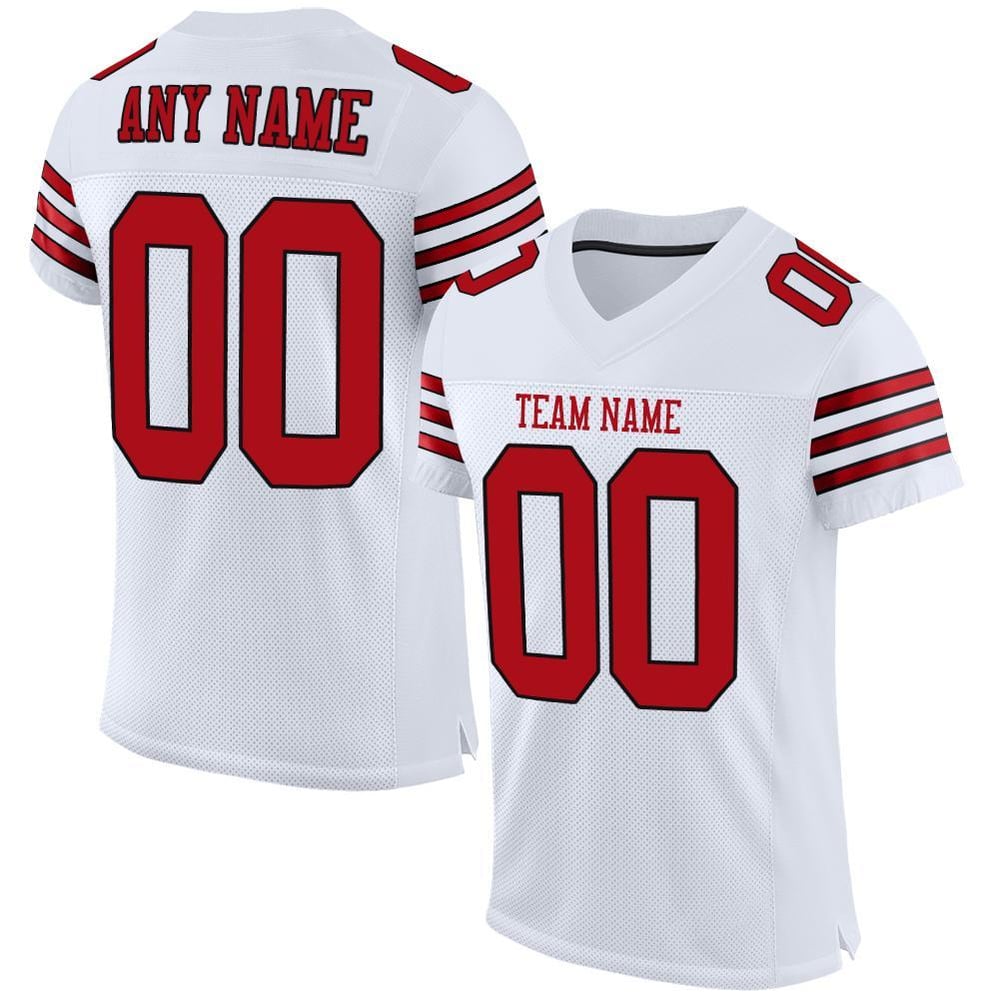 Football Authentic Custom Jersey Red-Black Mesh White