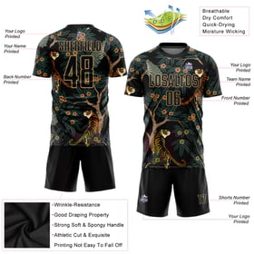 Old Sublimation Custom Tiger And Jersey Peacock Uniform Black Gold Soccer