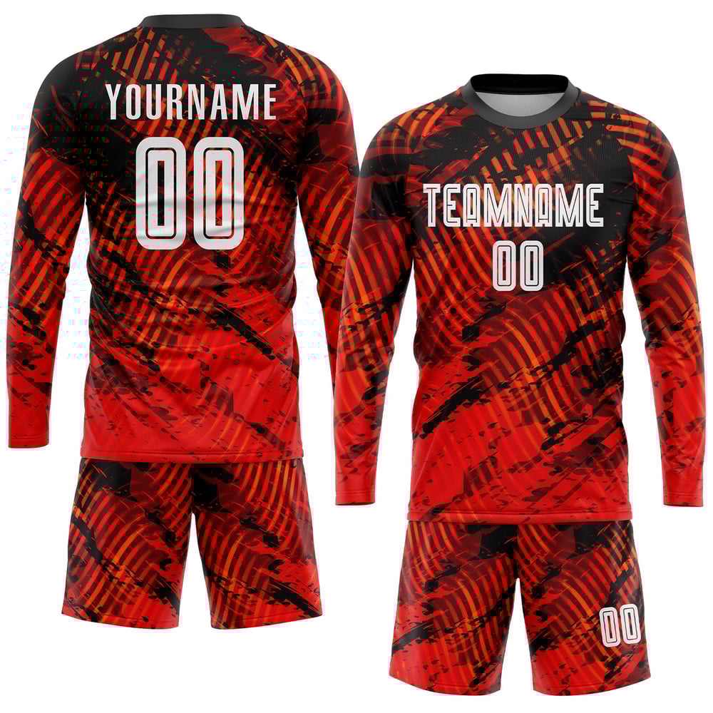 Jersey Red Custom Sublimation White-Black Soccer Uniform