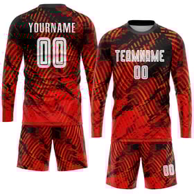 Jersey Red Custom Sublimation White-Black Soccer Uniform