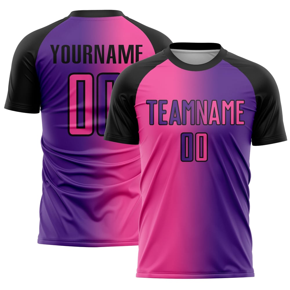 Mode Gradienten Jersey Rosa-Schwarz Fußball Lila Custom Sublimation Uniform