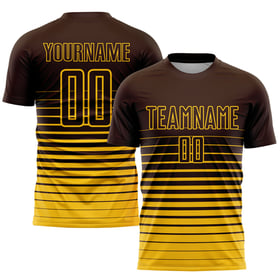 Camiseta de rayas de moda personalizada sublimación amarillo marrón uniforme de fútbol desvanecido