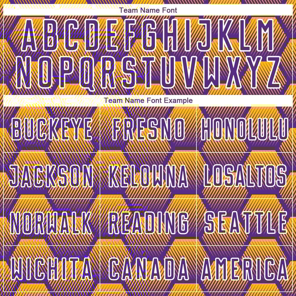 Pattern Gold-White Custom Jersey Purple Sublimation Uniform Hexagons Soccer